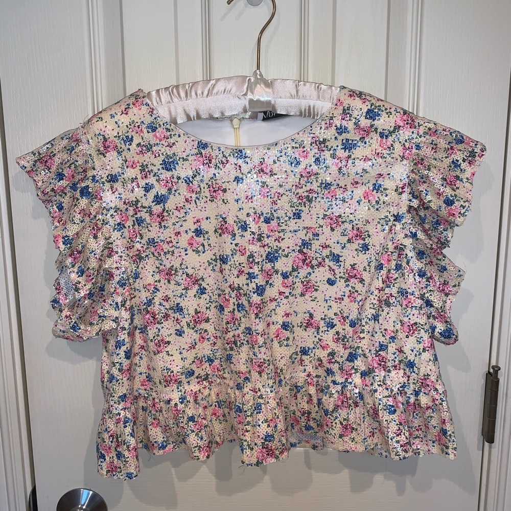 Floral sequined Zara crop top